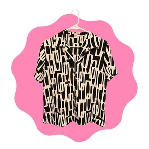 Notations Black and White Button Down Shirt